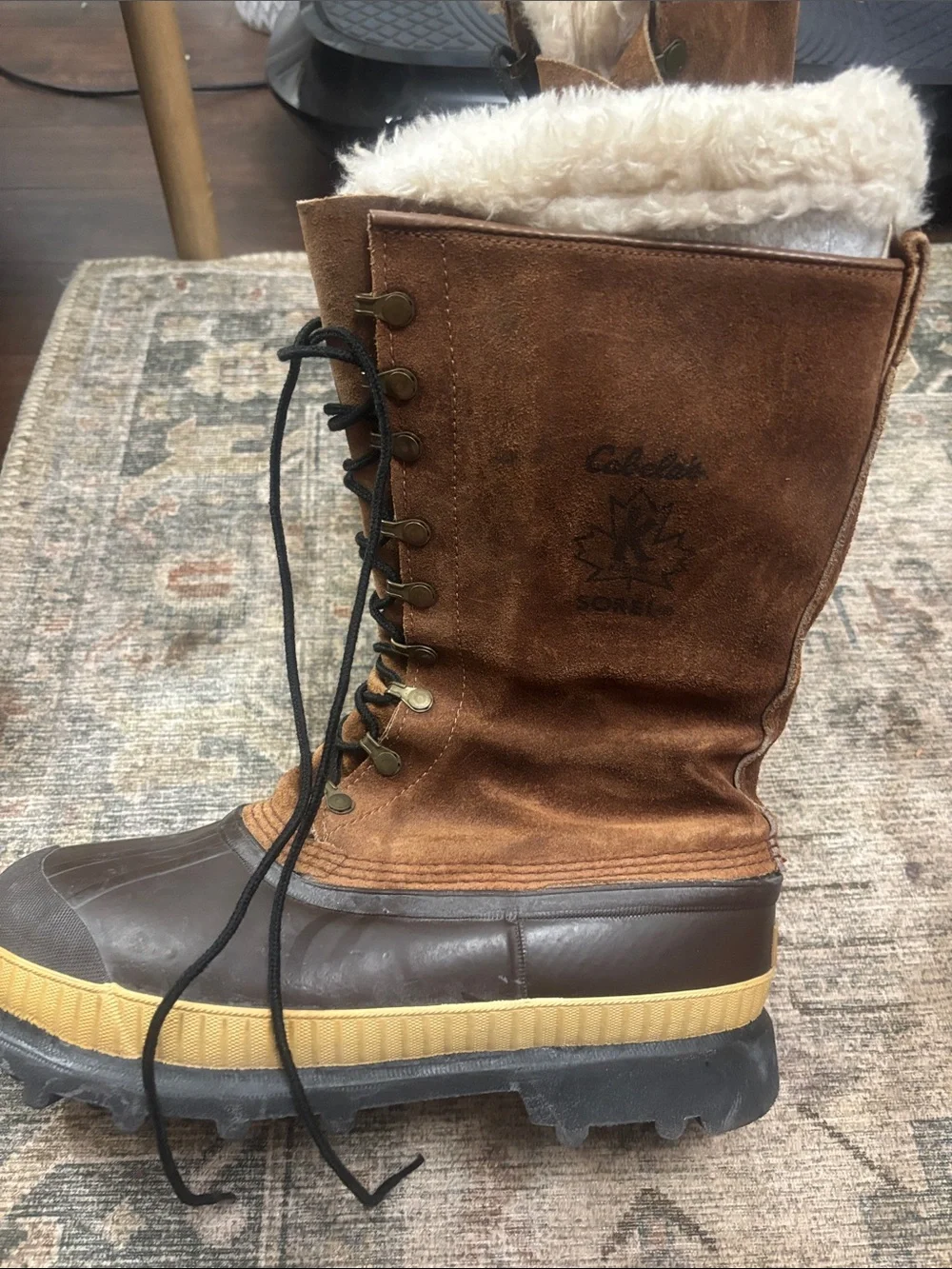 Sorel Brown and Dark Brown Waterproof Lace-Up Winter Boots